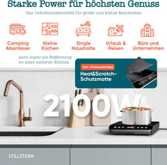 Inductie Kookplaat vrijstaand - Elektrische kookplaat - 2100W - Zwart - Stillstern