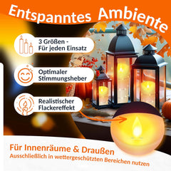 KESSER® Led-kaarsen, 3-delige set, vlamloze kaarsen, timerfunctie, timer, echte waskaars, 10 cm, 12,5 cm, 15 cm hoog, realistisch flikkerend licht, led-vlammen, echte was, decoratie, traditioneel