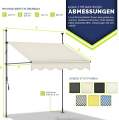 Tillvex® Klemluifel - Balkonluifel zonder boren - 250cm - Verstelbaar - Zand