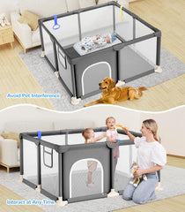 Grondbox - Baby box - Kinderbox - Babybox - Speelbox - 124x124 cm - Grijs - Dripex