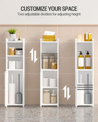 Hzuaneri Badkamerkast, toiletkast met deuren, smalle badkamerplank, verstelbare planken, ruimtebesparend, voor badkamer, woonkamer, 20 x 20 x 75 cm, wit BC19703X