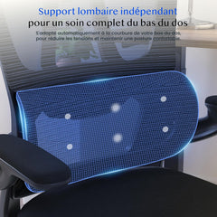 FLEXISPOT OC3 Lite bureaustoel, ergonomische draaibare bureaustoel met mesh bekleding, hoogteverstelling, 2D-armleuningen en onafhankelijke C-vormige lendensteun, ademend mesh, zwart