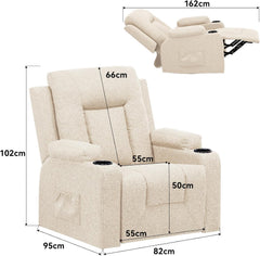 Fauteuil met armleuning - Relaxfauteuil - Relaxstoel - Elektrisch - Beige - COMHOMA