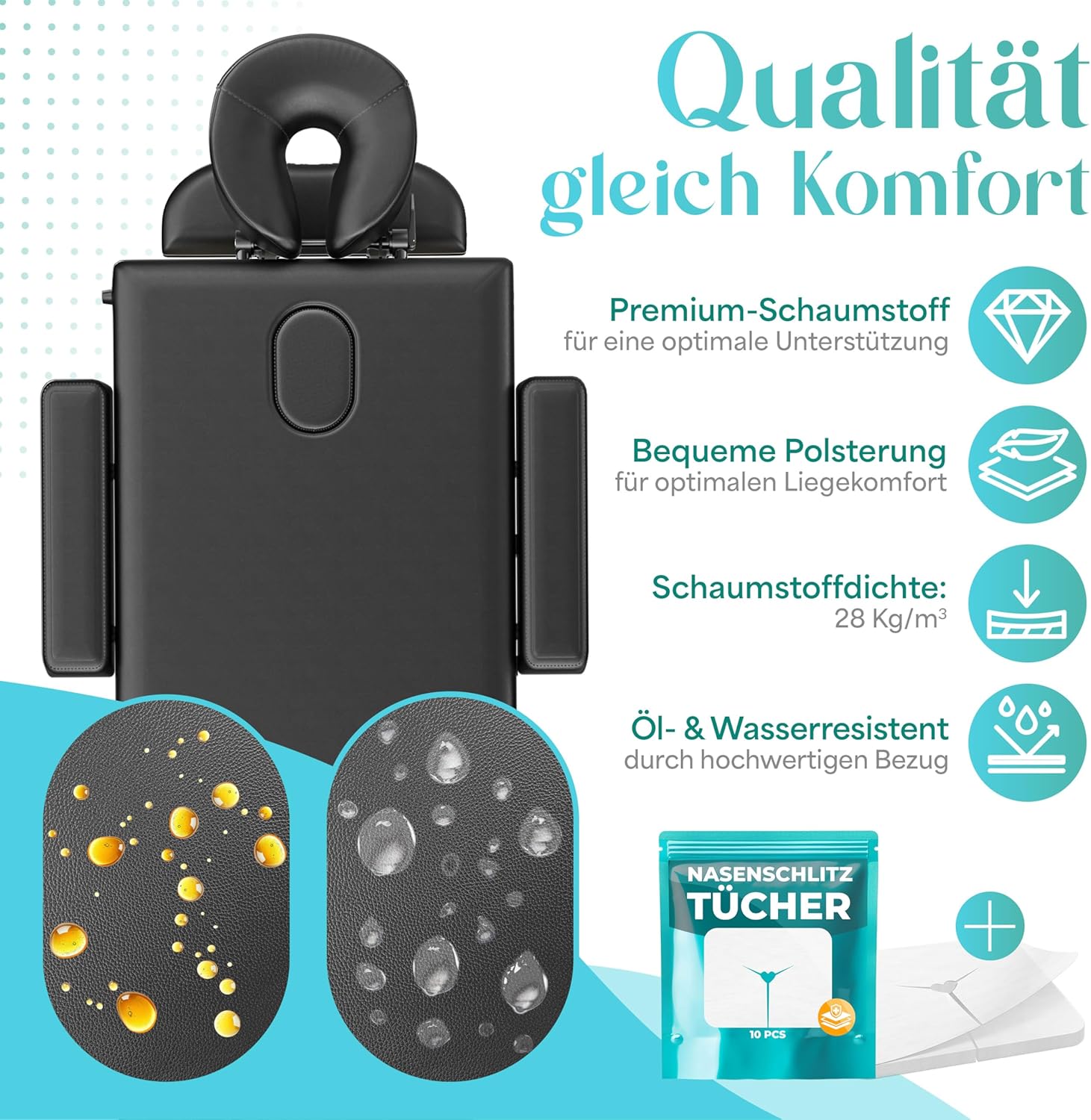 KESSER® Massagetafel inklapbaar - Tot 250kg - Verstelbaar - Zwart