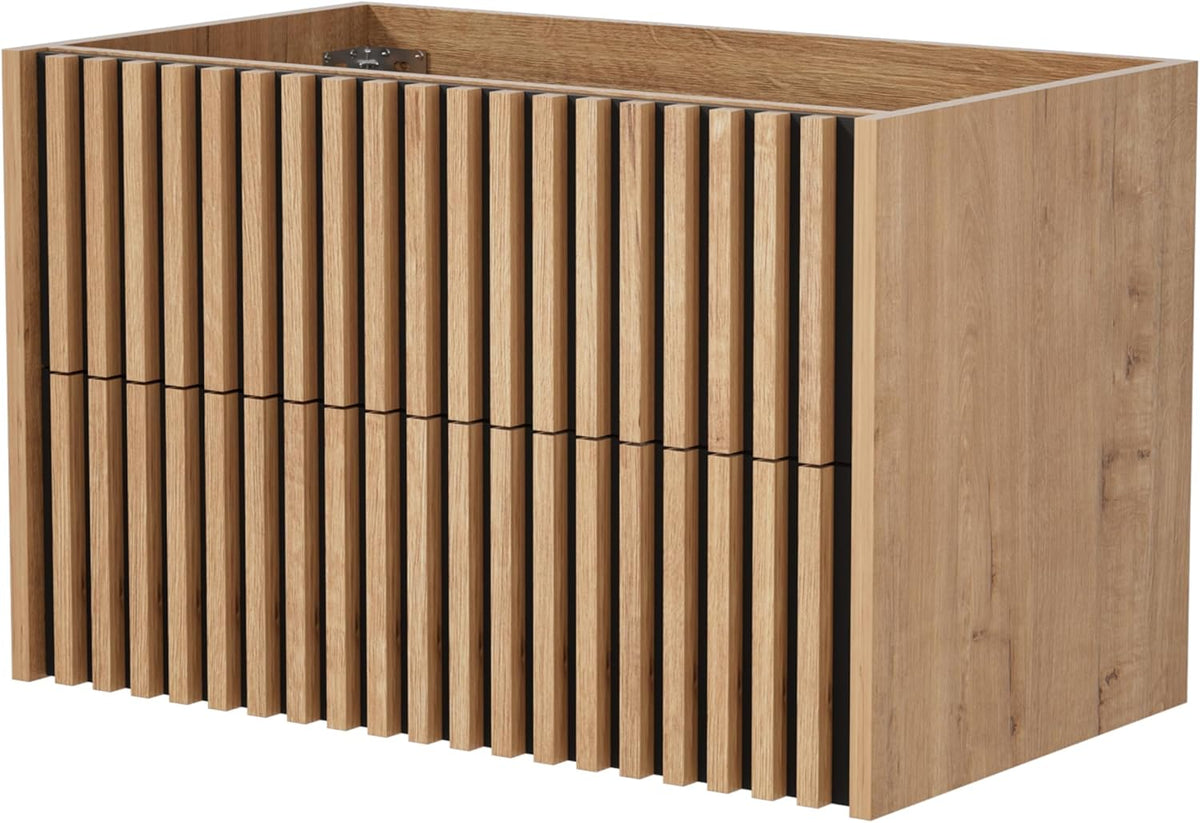 UEV Wastafelonderkast met laden lamellen badkamerkast 80x45x50cm natuur