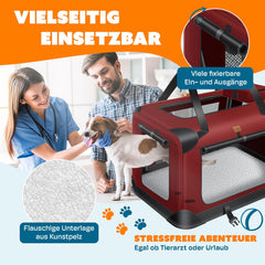 Reisbench hond - Draagtas hond - Transportbox - 60x42x42 - Rood