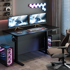 Zit sta bureau - Elektrisch - Verstelbaar - 140x60 cm - Zwart - QE1B - FLEXISPOT