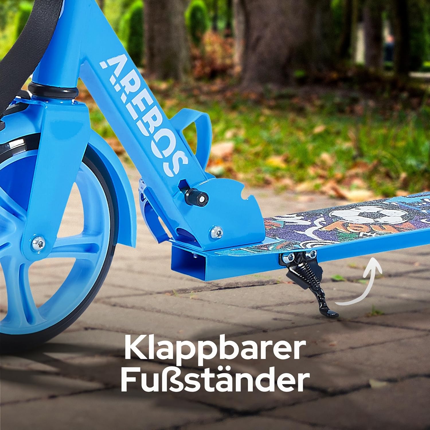 Arebos City Scooter, Hoogteverstelbaar | Opvouwbaar | Inclusief draagriem | XXL wielen | Kickrem | Voor kinderen en volwassenen | Draagvermogen tot 100 kg | Kickstep | Kickstep