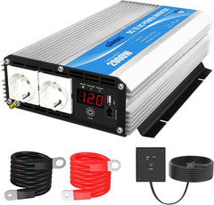 GIANDEL 2000 W gemodificeerde golf omvormer 12 V naar 230 V spanningsomvormer omvormer omvormer converter met afstandsbediening en led-display 2 AC-stopcontacten & USB voor camper