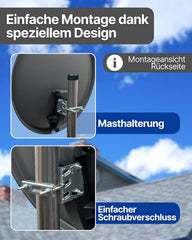 SCHWAIGER Satellietschotel complete set, Ø 60 cm staal offset antenne, rood