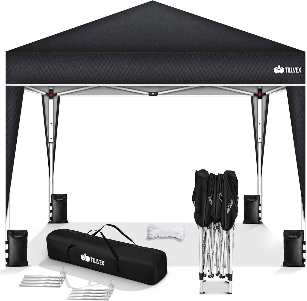 Partytent - Opvouwbaar - 3x3 m - Paviljoen - Easy up - Zwart - Tillvex®
