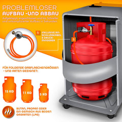 TRESKO Gasverwarming, 4200 watt, incl. gasdrukregelaar, gasslang + afdekking, gasverwarming, gaskachel met 3 standen, infrarood gaskachel (grijs) •