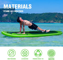 FEATH-R-LITE Opblaasbaar stand-up paddleboard, SUP met paddleboard, accessoires, multifunctionele paddleboards, antislip deck design voor volwassenen en jongeren, groen