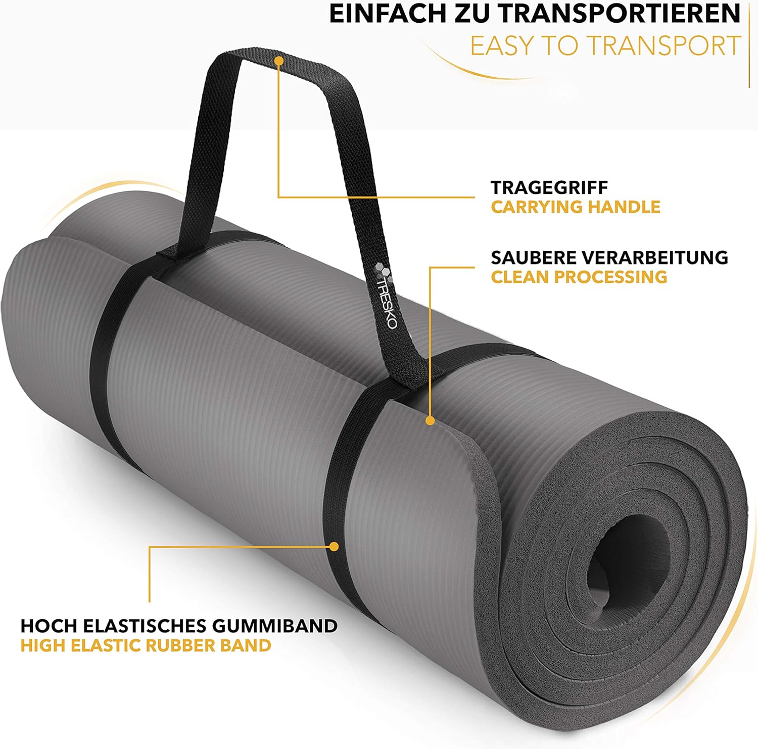 Yoga mat - Fitness mat - Sport mat - Anti slip - Extra dik - Grijs