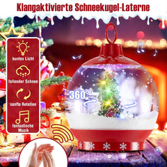 COSTWAY Verlichte kerstlantaarn, 173 cm, rode kerstdecoratie met muziek en geruisgeactiveerde sneeuwbal, kerstdecoratie, kerstverlichting voor thuis, veranda
