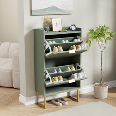 UEV Schoenenkast met 2 kleppen smal, schoenenkast 50x24x103,5cm (groen)
