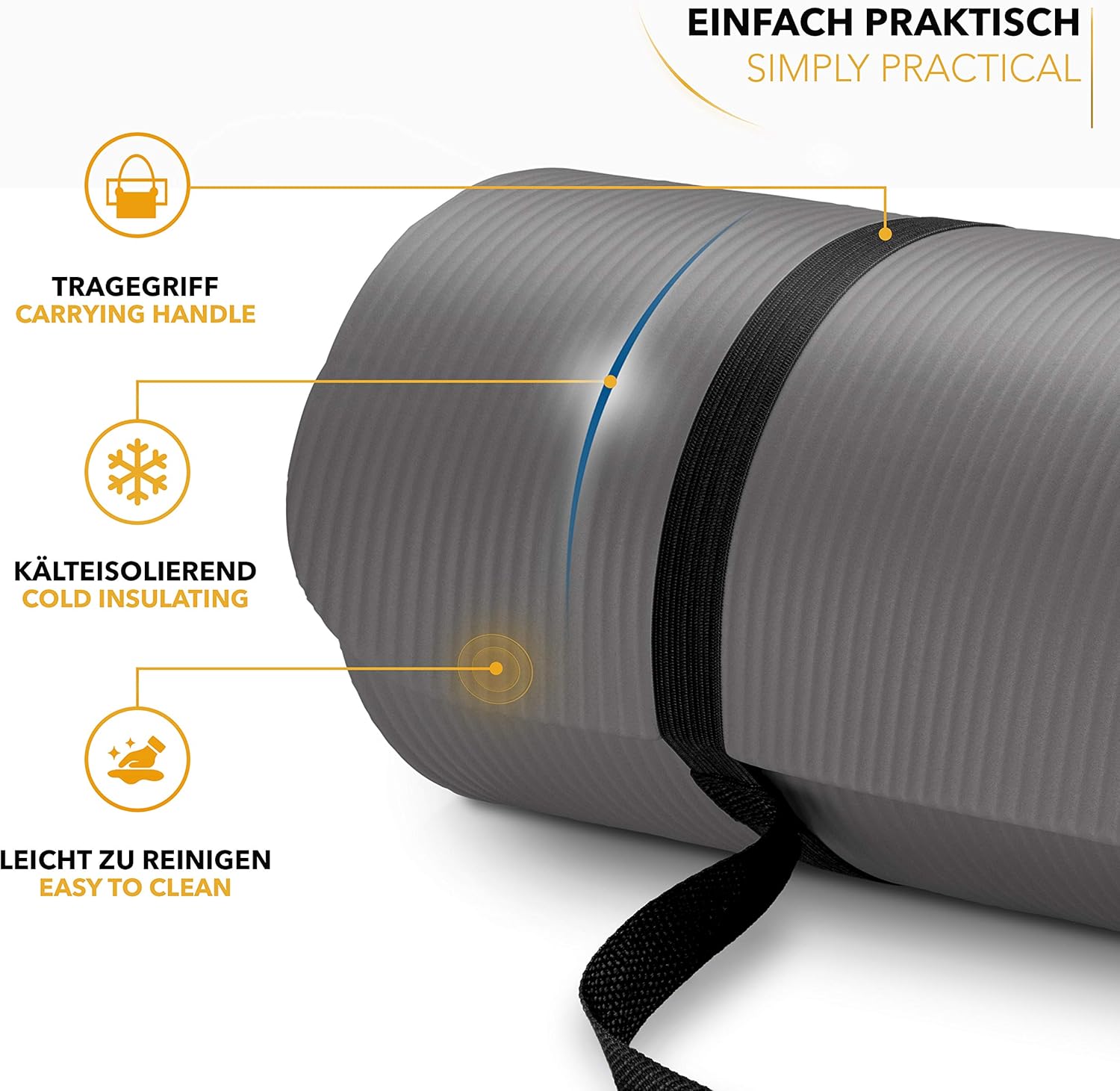 Yoga mat - Fitness mat - Sport mat - Anti slip - Extra dik - Grijs