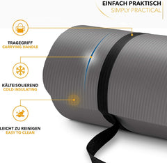 Yoga mat - Fitness mat - Sport mat - Anti slip - Extra dik - Grijs