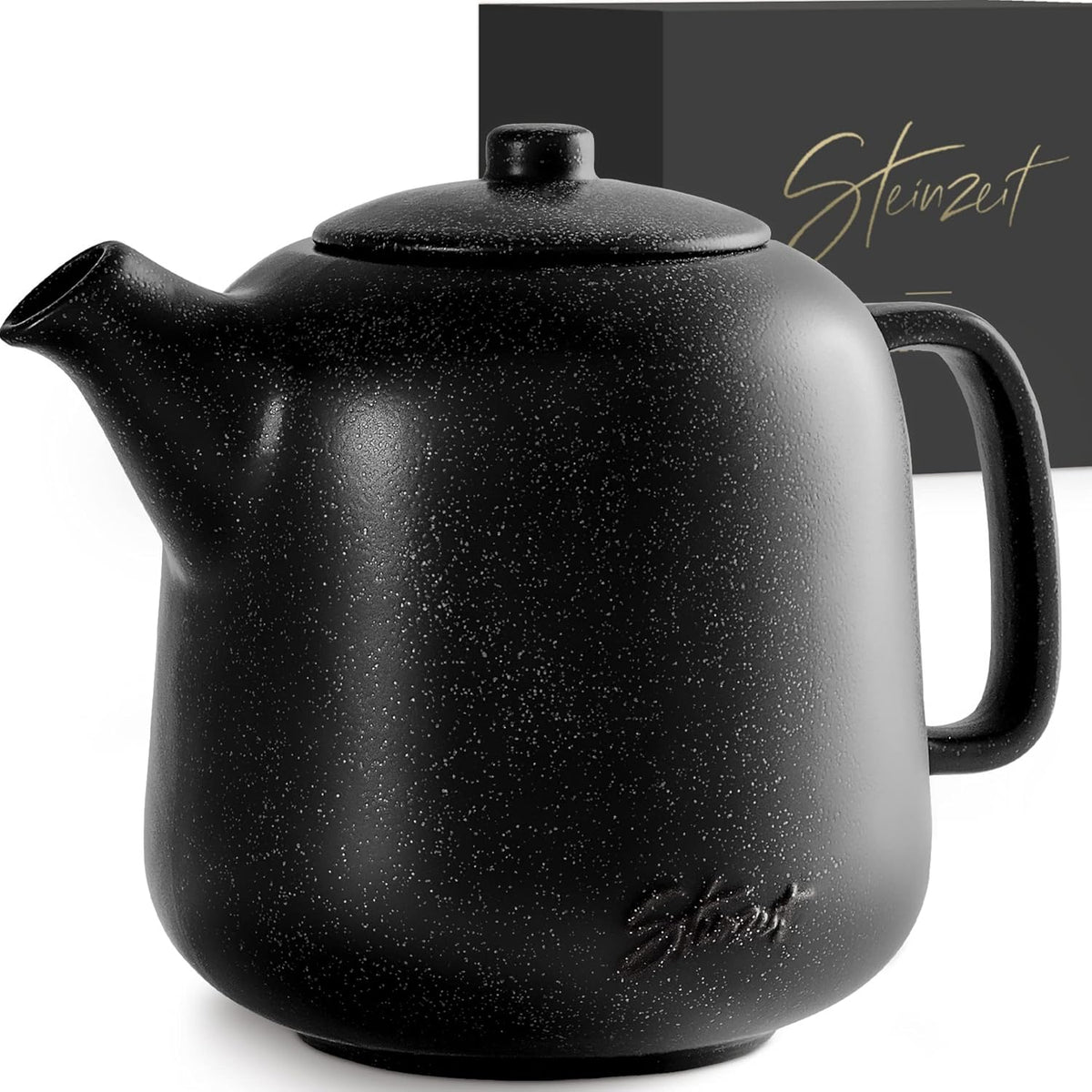 Theepot met filter - Keramiek - 1,3L - RVS - Zwart - STEINZEIT