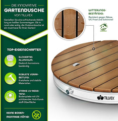 Tillvex® Tuindouche met voetpedaal - Buitendouche - Ø70cm - Wit