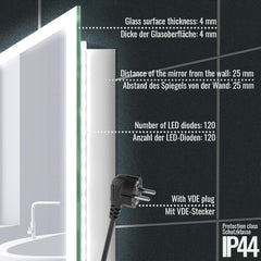 Badkamerspiegel met verlichting - Wandspiegel - 120x60 cm - Aquamarin