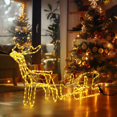 Kerstverlichting voor buiten en binnen, rendier met slee, kerstdecoratie voor buiten, 2700 K, 600 lm, kerstverlichting, 12 W rendier, kerstdecoraties (warm wit, IP44), 2 stuks