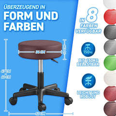 Zadelkruk - Kruk op wielen - Rolkruk - Draaikruk - Bruin - TRESKO