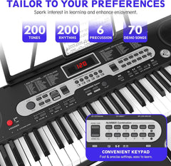 Keyboard - Digitale piano - Piano - 61 toetsen - Zwart - Fenbeli