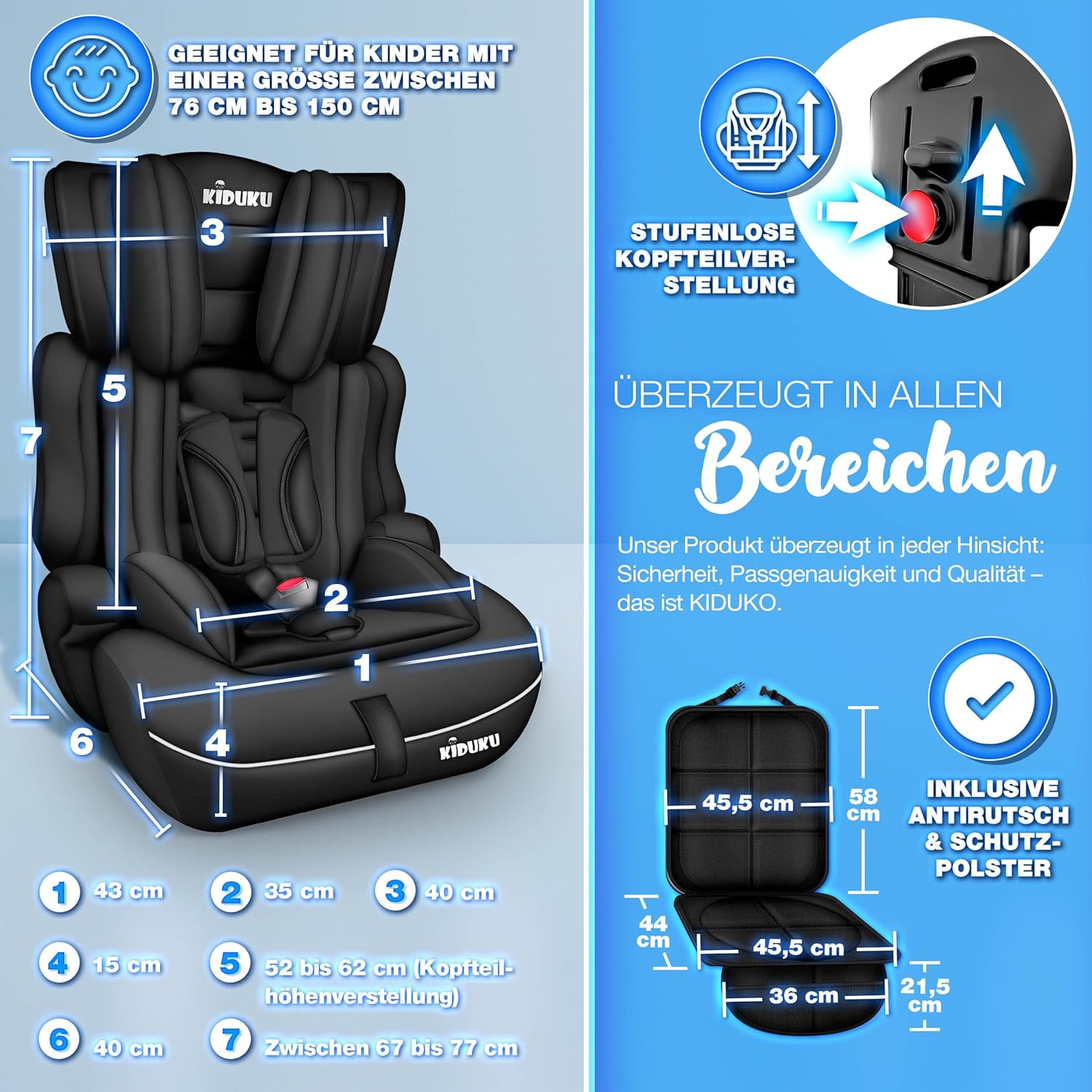 KIDUKU® Autostoeltje - Kinderzitje - Veiligheidsgordel - Zwart
