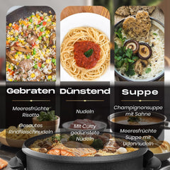 Elektrische pan 1500 W met deksel, 40 cm partypan van aluminium en staal, anti-aanbaklaag, temperatuurregeling, afneembare thermostaat, gehard glazen deksel