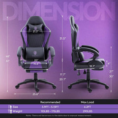 Ergonomische Bureaustoel -  Office Chair - Gamestoel - Volwassenen - Zwart/Paars - Dowinx