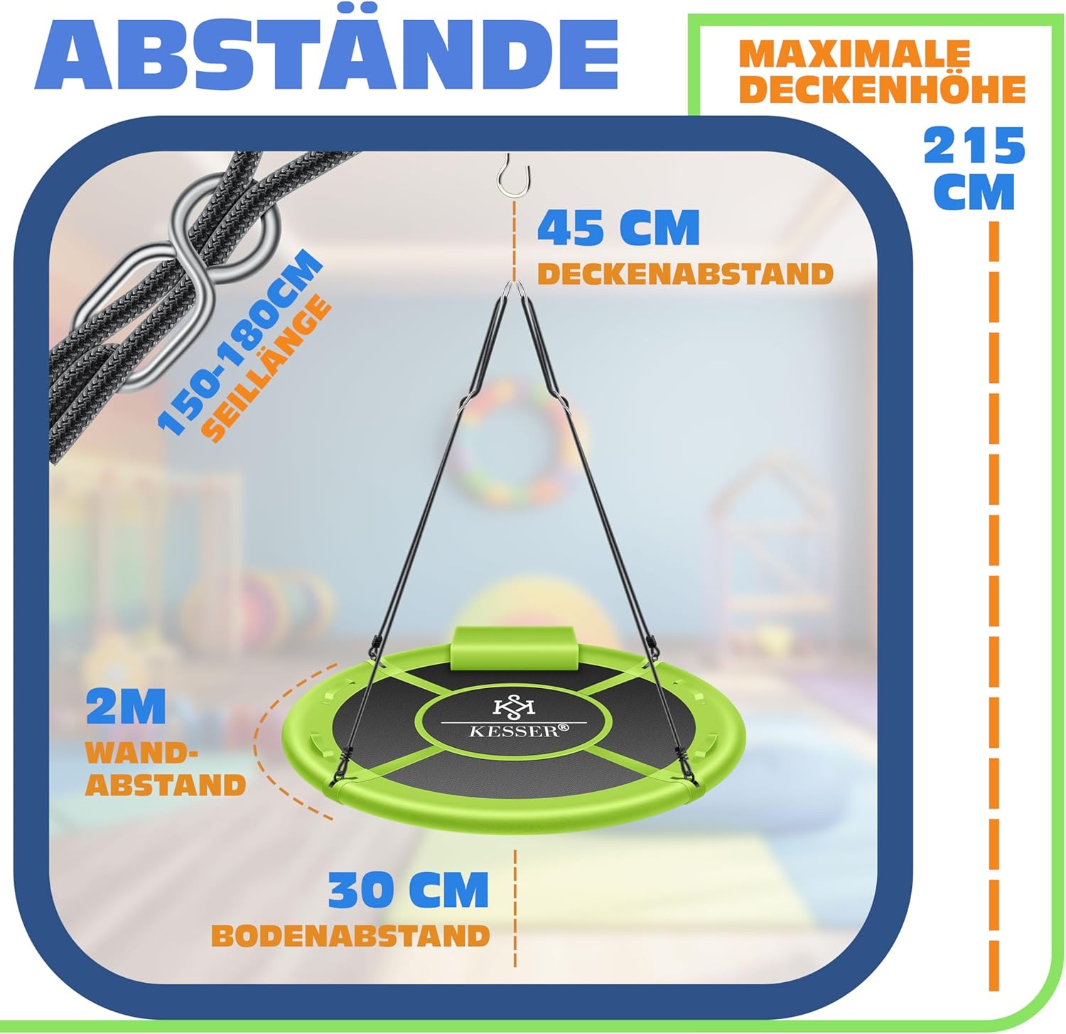 KESSER® Hangschommel - Nestschommel - Ø120cm - Groen