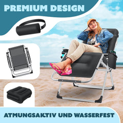 Tuinstoel - Ligstoel - Verstelbaar - Opvouwbaar - Zwart - KESSER®