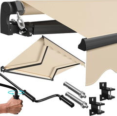 KESSER® Luifel met scharnierarm, zonnescherm, 300 x 250 cm, terrasluifel, klemluifel, zonneluifel, incl. wandhouder, balkonluifel, waterafstotend aluminium/polyester, beige
