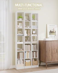 Hzuaneri BC79703X Boekenkast, 7 niveaus, kubusrek, moderne open plank van hout, opbergplanken en presentatieplanken voor woonkamer, thuiskantoor, slaapkamer, wit