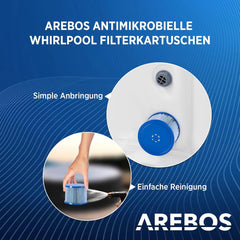 Arebos Zwembadfilter, 6 x filterpatronen, spa, whirlpools, antimicrobiële filter, blauw