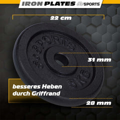 Halterschijven - Halter gewichten - 30 mm - Gietijzer - 4x5 kg - ScSPORTS®