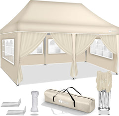 Partytent - Opvouwbaar - 3x6 m - Paviljoen - Easy up - Beige - Tillvex® •