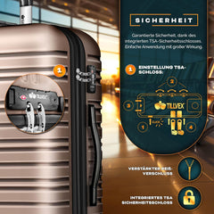 Tillvex® Reiskofferset - 3-delig - ABS- Kofferset - Roségoud