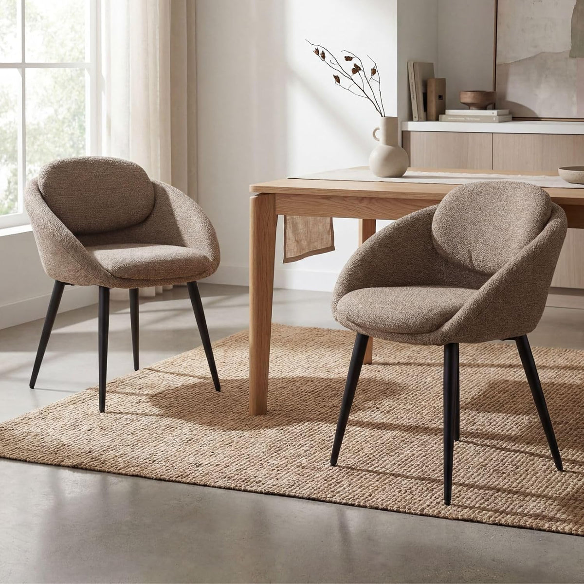 Eetkamerstoelen - Set van 2 - Met armleuning - Bruin - Ya-Home