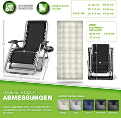 tillvex® Ligstoel, inklapbaar, tot 200 kg, zonnebed, tuinligstoel, weerbestendig, voor balkon, tuin en terras, outdoor ligstoel verstelbaar met dikke bekleding, relaxstoel, nekkussen, beige