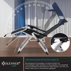 KESSER® XXL opvouwbare tuinligstoel, weerbestendig, belastbaar tot 200 kg, ergonomisch kussen, verstelbare rugleuning met nekkussen, bekerhouder en vulling voor