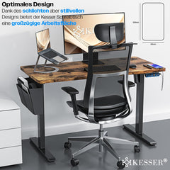 KESSER® In hoogte verstelbaar bureau, elektrisch, 160 cm x 70 cm, ergonomisch sta-zit-bureau, 3-functie-geheugenbesturing, incl. 360° wielen en USB-oplaadpoort, computertafel voor thuiskantoor