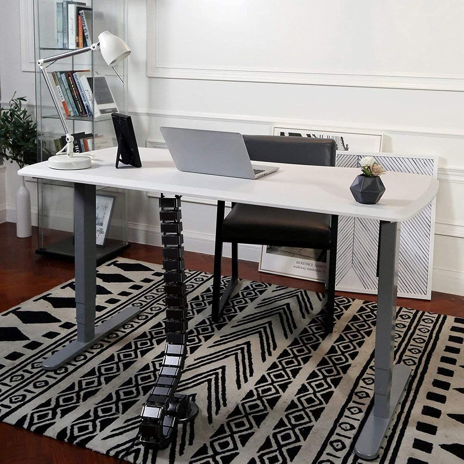 FLEXISPOT Kabelgoot kabelslang 128 cm voor flexibel kabelmanagement op computer en werkplek (zwart)