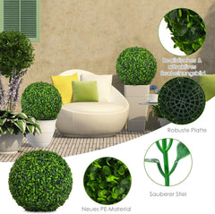COSTWAY Buxusballen, 2 stuks, 40 cm, buxusbal, uv-bestendig, vormgesneden, kunstplant, decoratieve plant, boekbal, kunstplant, decoratieve bolplanten voor huis, tuin, bruiloft, donkergroen