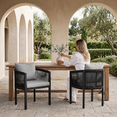 Ya-Home Tuinstoelen set van 2, met rugkussens & zitkussen weerbestendig grijs