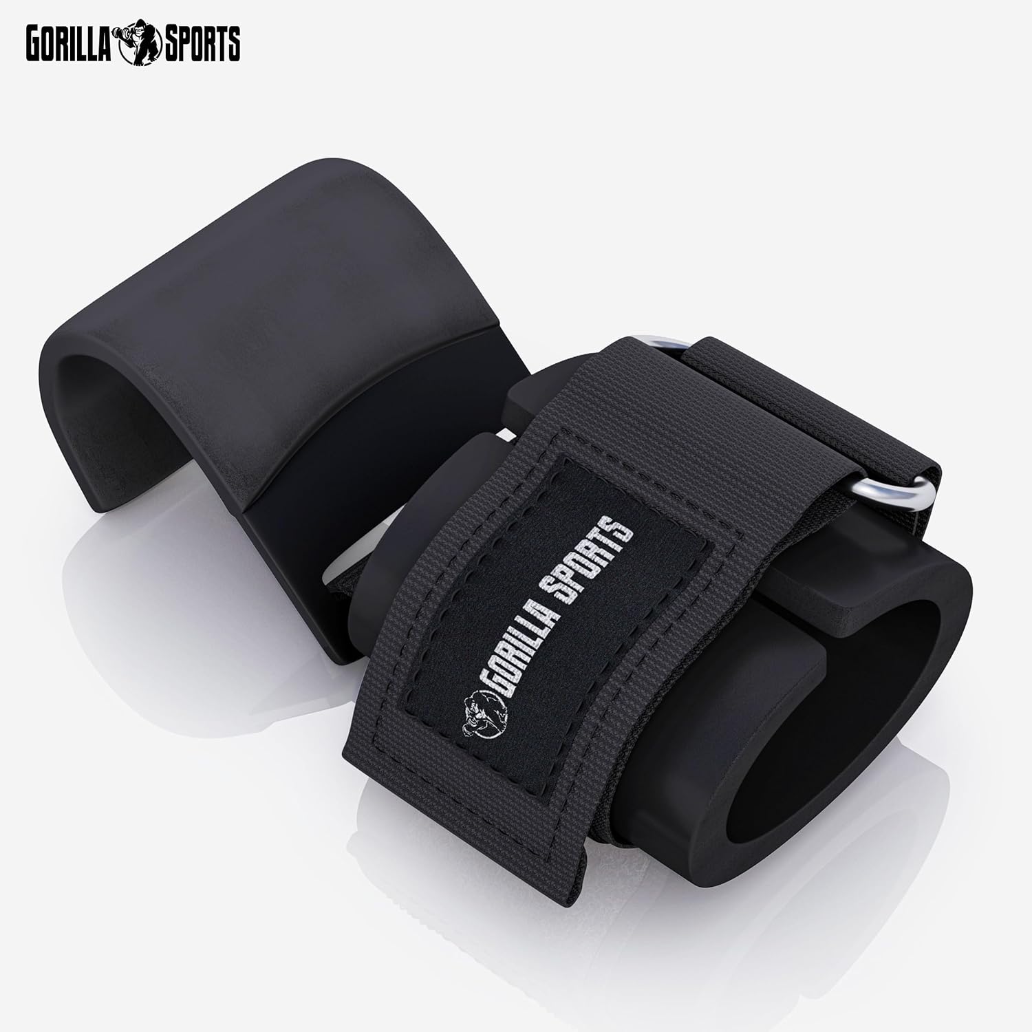 Gorilla Sports® Lifting Straps met metalen haken, set van 2 stuks, met klittenbandsluiting, zwart