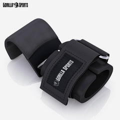 Gorilla Sports® Lifting Straps met metalen haken, set van 2 stuks, met klittenbandsluiting, zwart