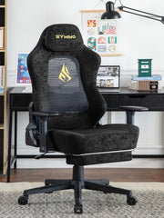 Symino Gamingstoel, computerstoel met voetensteun, verstelbare lendensteun, hoofdsteun, PU-leer, pc-stoel, ergonomische gamingstoel voor volwassenen en tieners