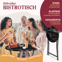 KESSER® Bartafel - Bistrotafel - Klaptafel - 110cm - Zwart